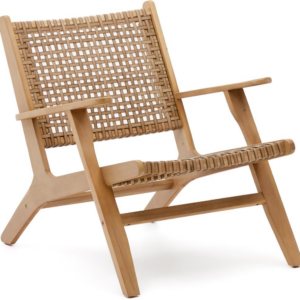 Udendørs lounge lænestol Kave Home Rigono i akacietræ & håndvævet rattan natur/beige H74ÃB68ÃL80 cm